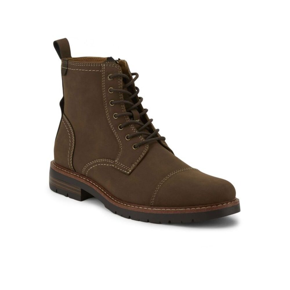 NWT DOCKERS Mens Dark Tan Brown Rawls Cap Toe Block Heel Boots Shoes 11 M
